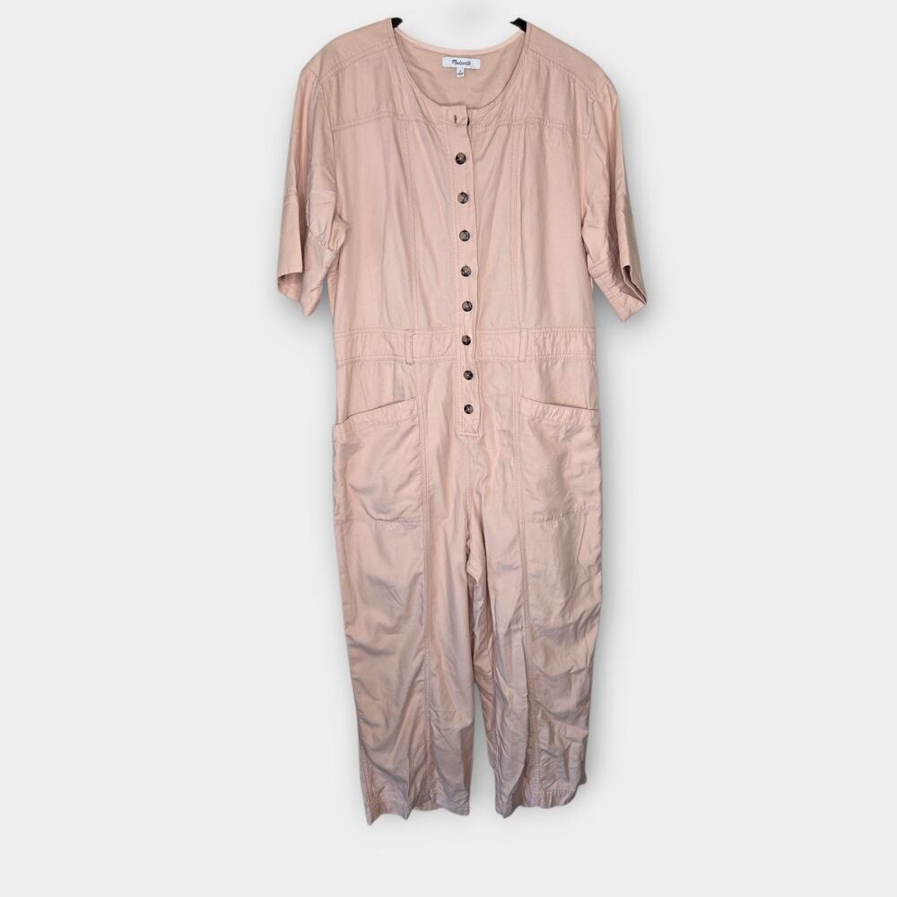 Madewell Top Stitched Blush Pink Coverall Jumpsuit Short Sleeve Women's 6